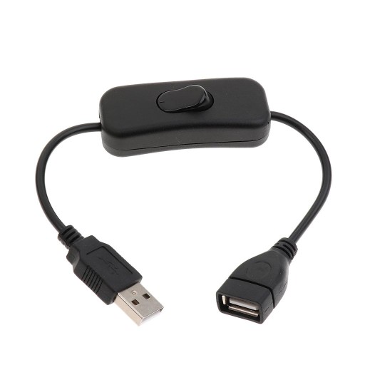 Predlžovací USB kábel s vypínačom, čierny