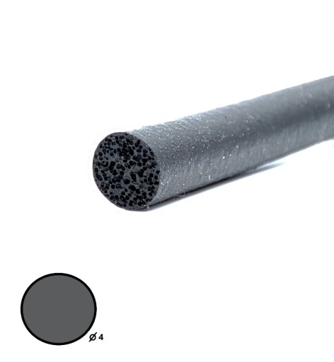 Porézna šnúra z EPDM penovej gumy, priemer 4 mm