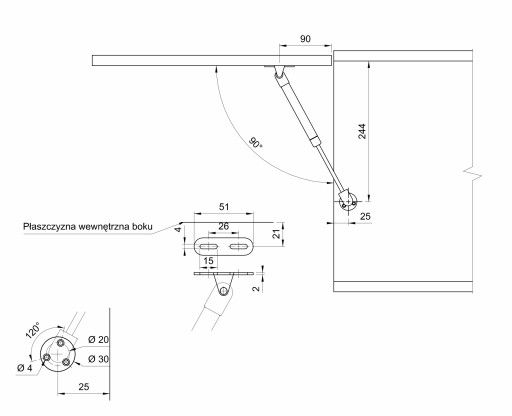 2 x SET - VÝKONNÝ NÁBYTOKOVÝ AKTOR PLYNOVÝ ZDVIH PRE HAPES 150N + SKRUTKY