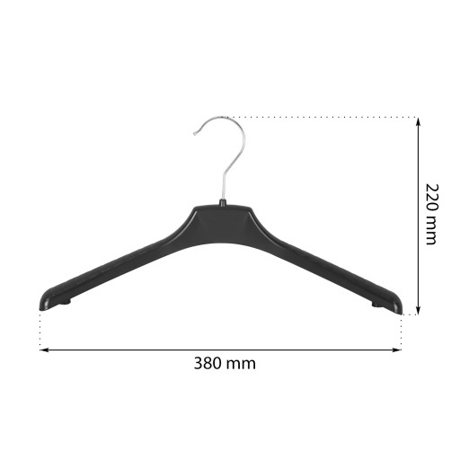 3 x vešiak na šaty čierne univerzálne 38 cm