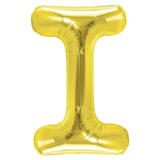 Fóliový balón v tvare písmena I, zlatý, 40 cm
