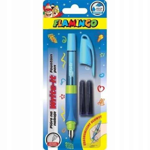 Plniace pero Blue Flamingo pre deti s kazetami, ergonomické