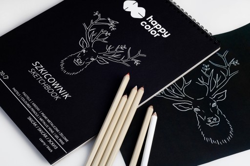 BLOK Špirálový skicár A4 ČIERNA 20 listov 220g HAPPY COLOR