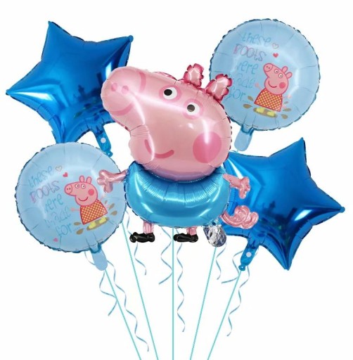 Sada balónov Peppa Pig GEORGE, modrá, 5 ks