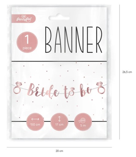 Bride to be banner rose gold 150 cm Bachelorette party