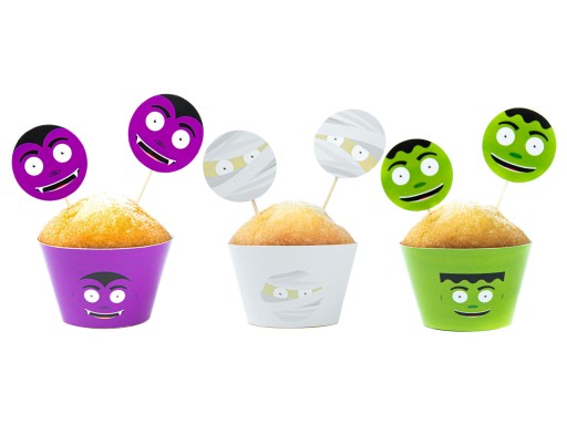Sada ozdôb na cupcake Monsters, 12 ks