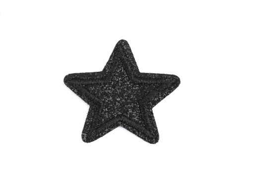 Nažehľovacia termo náplasť, trblietavá hviezda, 3,5 cm, čierna, 1 kus