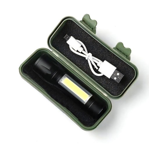 TAKTICKÉ LED SVETLO ZOOM BOČNÝ CLIP COB REFLEKTOR NABÍJACÍ USB