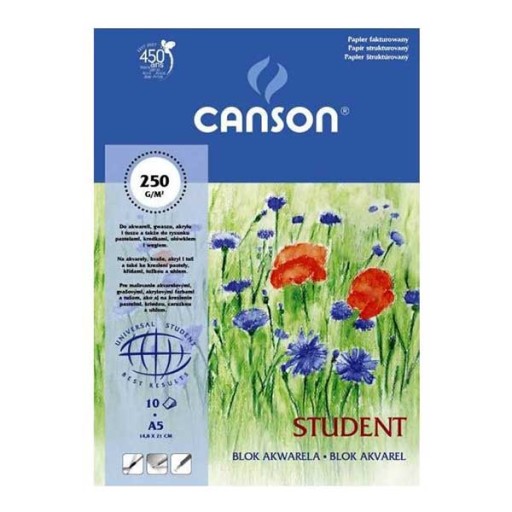 CANSON ŠTUDENTSKÝ AKVARELOVÝ BLOK A5 250G 10 listov