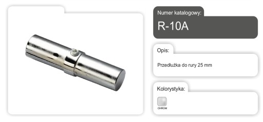 PREDĹŽENIE PRE TYČ RÚRU 25MM CHROME R-10A AMIX