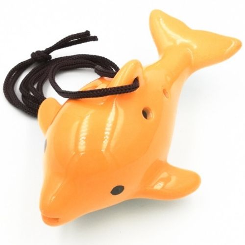 mini OCARINA, keramika, pomaranč, delfín, 6 otvorov, úchyty, tóny ocarina