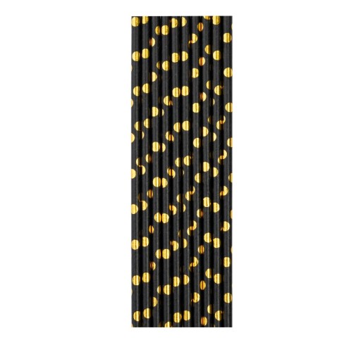 PAPIEROVÉ TANIERE ČIERNE ZLATÉ BODKY 18cm 6ks