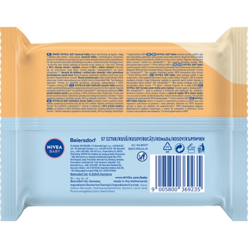 NIVEA BABY TODDIES UBÚRKY PRE DETI, VLHČENÉ, vyrobené z rastlinných vlákien