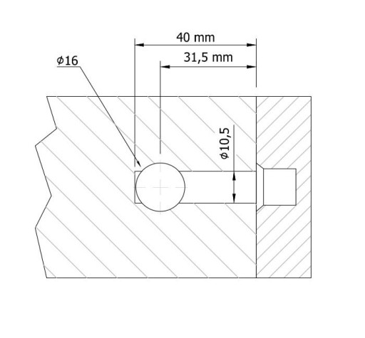 1x Silná hlavňová spojka Ø 16mm pre nábytok M8 závit