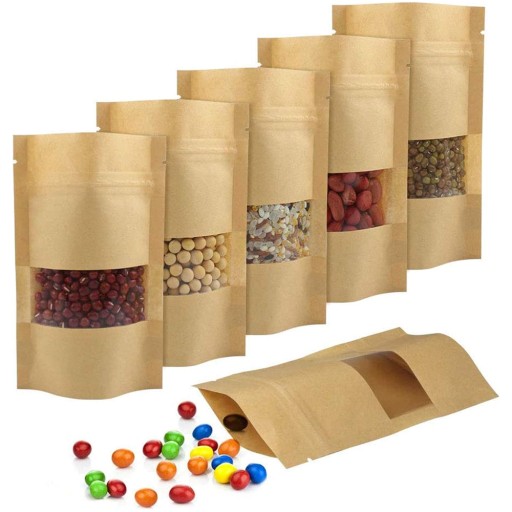 KRAFT PAPIER DOYPACK TAŠKA S PRÍSTROJOVÝM MALÝM OKIENKOM 100 ml 25