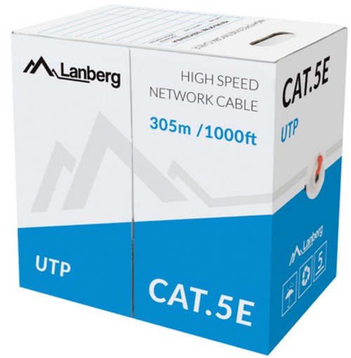 UTP CAT 5E SIEŤOVÝ KÁBEL, SKÚTENÝ PÁR Lanberg 20m ČERVENÝ