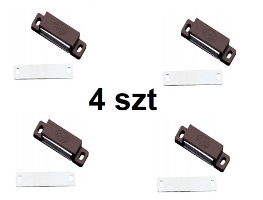 4 x Magnetická západka na nábytok hnedá 46 x 15 mm