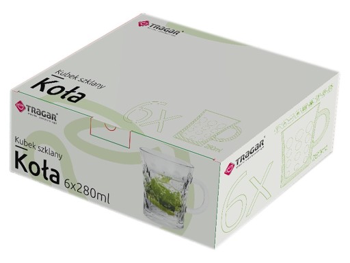 6x Sklenený hrnček 280 ml KOLESA súprava pohárov
