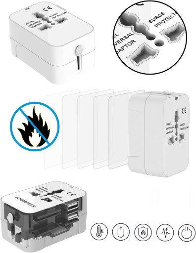 ADAPTÉR USA UK EU AUS CESTOVNÁ SIEŤ ADAPTÉR + 2x USB