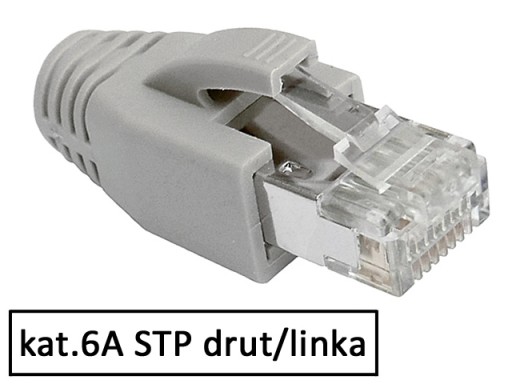 RJ45/8P8C STP zástrčka tienená kat.6A krútená dvojlinka AWG23-26 chvostová spona SOLARIX