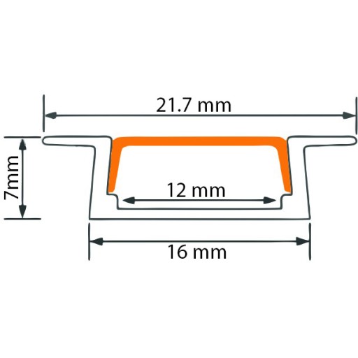 LED hliníkový eloxovaný profil 1m Uvoľnenie do SET pásky s LAMP