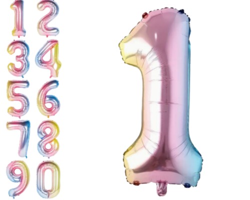 FÓLIOVÝ BALÓN VEĽKÉ ČÍSLO 1 FAREBNÝ 100 CM NAROD.