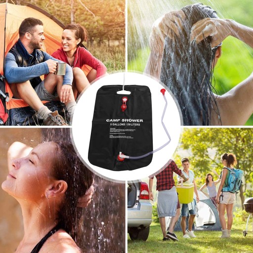 SLNEČNÁ TURISTICKÁ KAMPAŇOVÁ POĽNÁ SPRCHA 20L PRENOSNÁ ČIERNA