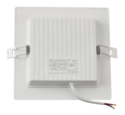 LED stropné svietidlo, zápustné, zápustné, 12W, 1200lm, 4000K, štvorcové