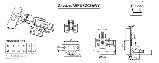 3D samozatvárací zadlabací pánt Sevroll (sada 2 ks)