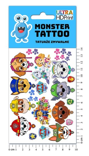 UMÝVAJÚCE DOČASNÉ TETOVANIE PRE DETI Tlapková patrola ORIGINÁLNE DIZAJNY