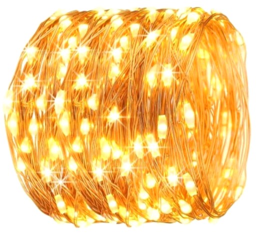 100 LED DRÔTOVÝCH LAMPY, NA BATÉRIU, TEPLEJ BIELY, 10 M