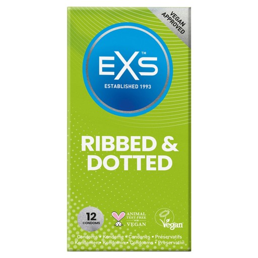 EXS Rebrované bodkované kondómy 12 rebier