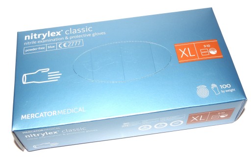 Nitrylex Classic jednorazové nitrilové rukavice bez púdru, modré XL
