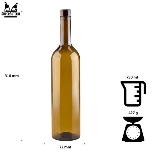 BORDEAUX FĽAŠA VÍNA 750 ml OLIVOVÁ s KORKOM