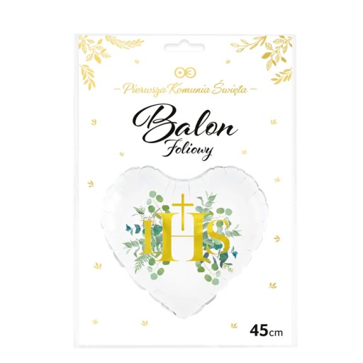 FÓLIOVÝ BALÓN SPOLOČENSTVO Bielo-zlaté srdce IHS Boho