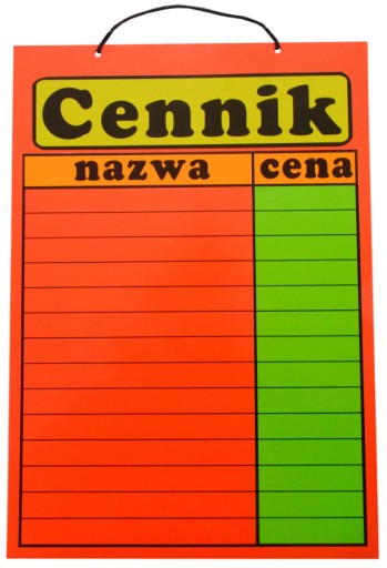 LAMINOVANÁ CENNÍK A3 FAREBNÝ CENNÍK