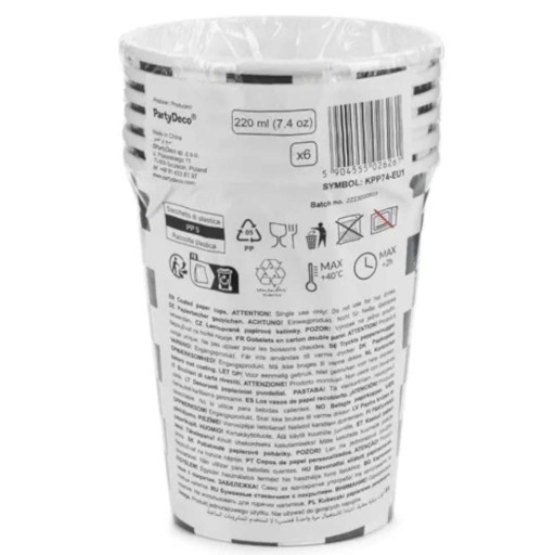 PAPIEROVÉ POHÁRKY ŠACHOVNICA racing PARTY CARS 220 ml 6 ks