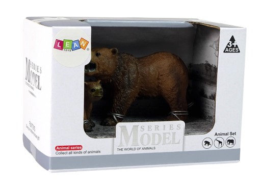 Sada 2 figúrok medveďa grizzlyho a mláďatka