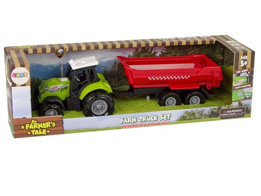 Zelený traktor s červeným zvukom prívesu