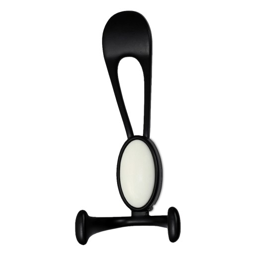 HÁČIKOVÝ VEŠIAK, ČIERNY RETRO DEKOR STENY, BIELY PORCELÁN