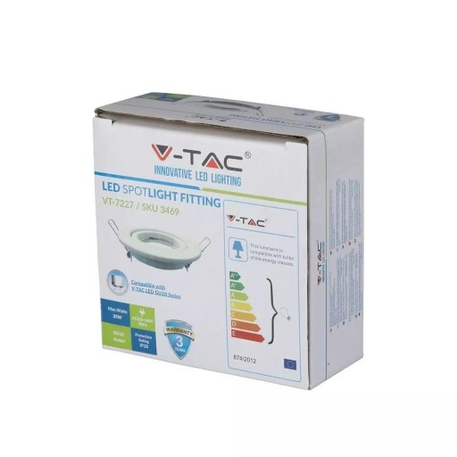 V-TAC GU10 Očko okrúhle pohyblivé biele VT-7227RD-WH
