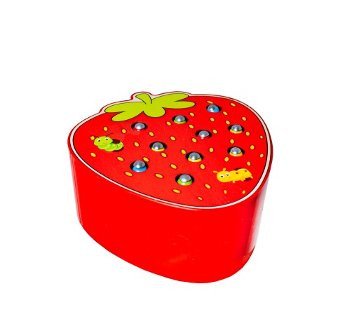 Chyťte drevenú montessori magnetickú jahodovú arkádovú hru Bug