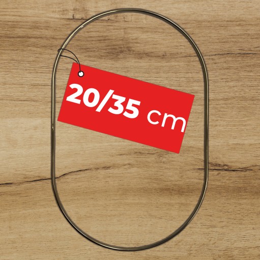 Kovová obruč 35cm PRE MACRAME LAPAČ SNOV KOLESO elipsa oválna ZLATÁ POLOVICA