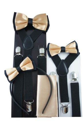 Dvojfarebná čelenka BLACK-BEIGE GOLD BOW