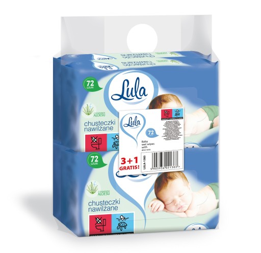 LULA Vlhčené obrúsky s ALOE 72ks, 3ks +