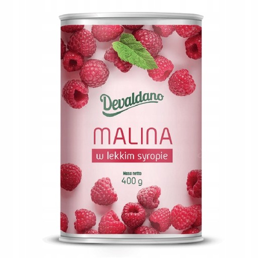 Malinové maliny v sirupe v plechovke 400g Devaldano