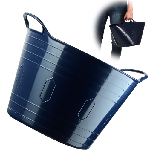 KADAX FLEXIBILNÝ PLASTOVÝ KOŠÍK NA PRÁDLO, UNIVERZÁLNY, 15L, ÚCHYTKY, NÁMORNÍCKA MODRÁ