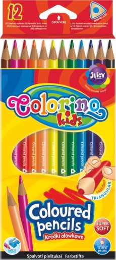 Trojuholníkové pastelky, 12 školských farieb, Colorino