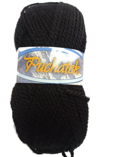 Akrylová vlnená priadza Puchatek, farba 76, čierna