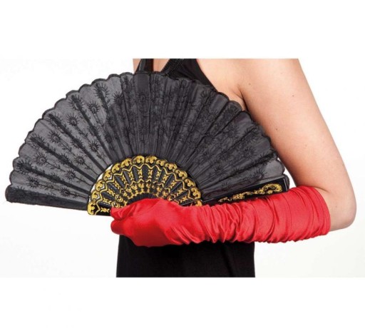 VENTILÁTOR z ČIERNEJ látky, zdobený orientálnym kostýmom